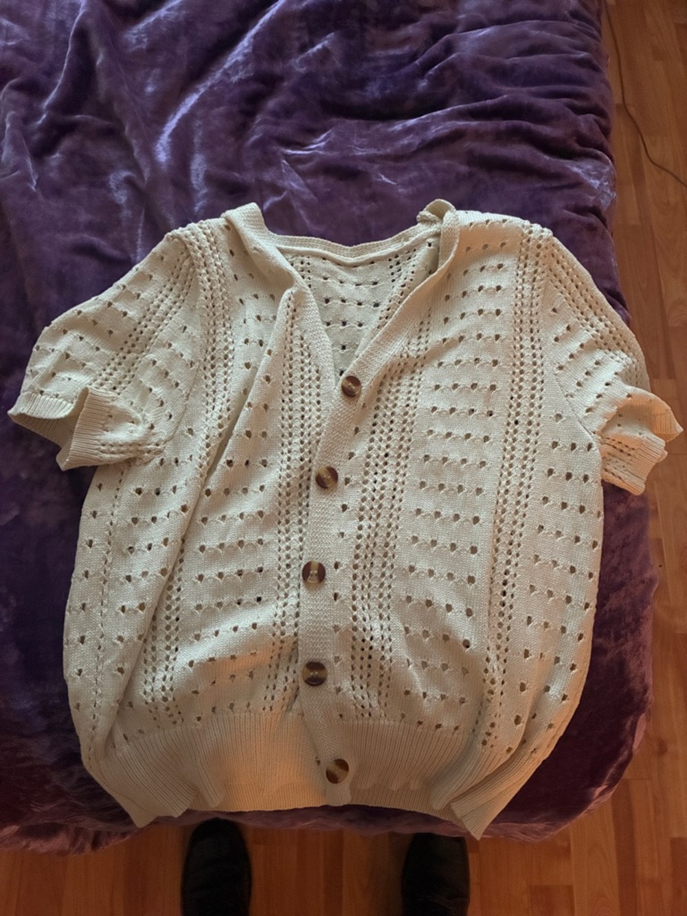 Cream Button-up Coverup Cardigan